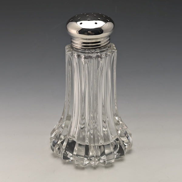1906 年英國古董雕花玻璃調味品調味品純銀蓋子 WW Harrison